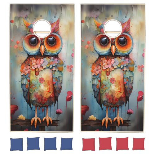 Abstract Owl   Cornhole Set