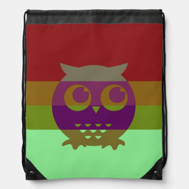 Abstract Owl Drawstring Backpack (Front)