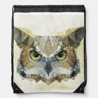 abstract owl drawstring bag