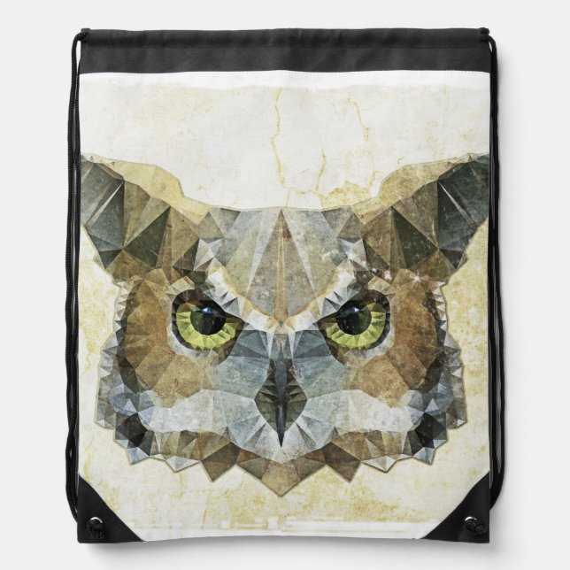 abstract owl drawstring bag (Front)