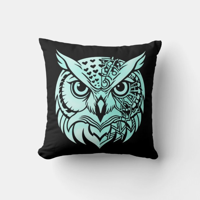 Abstract Owl Identity – Symbolic Observer Modern  Throw Pillow (Front)