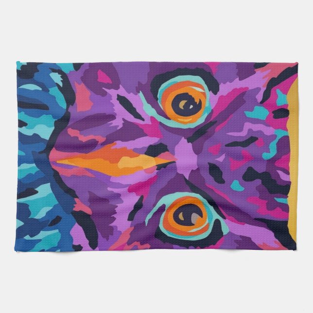 Abstract owl  kitchen towel (Horizontal)