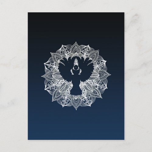 Abstract Owl Mandala Circle Blue Postcard