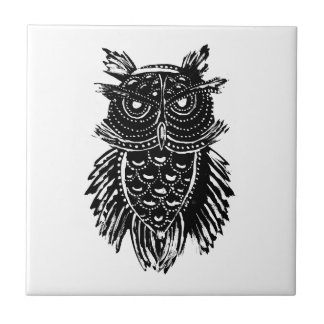 Abstract Owl Tattoo Ceramic Tile