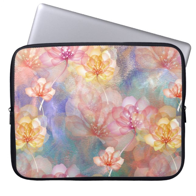 Abstract Paint and Flowers   Laptop Sleeve (Front)