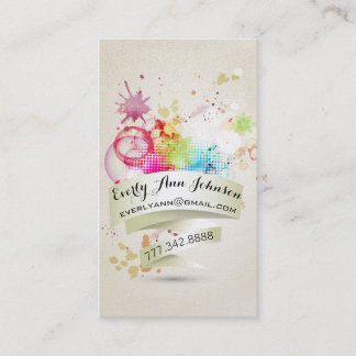 Abstract Paint and Geometric Design Business Card