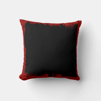 Abstract Paint Blotch Black And Red Throw Pillow