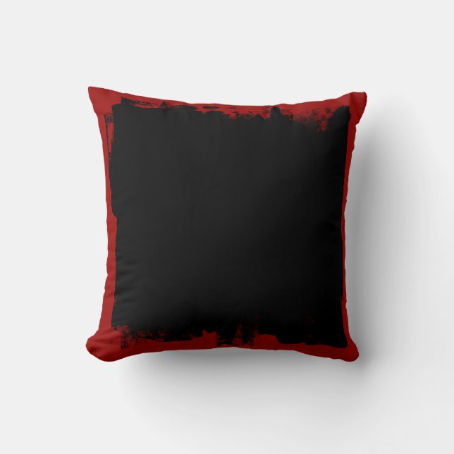 Abstract Paint Blotch Black And Red Throw Pillow (Front)