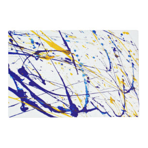 Abstract paint blue and gold splatter placemat