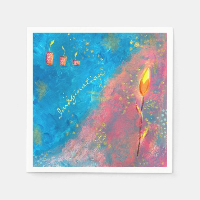 Abstract paint blue sea candles vivid colours  napkins (Front)
