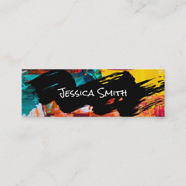 Abstract Paint | Brush Strokes Mini Business Card (Front)