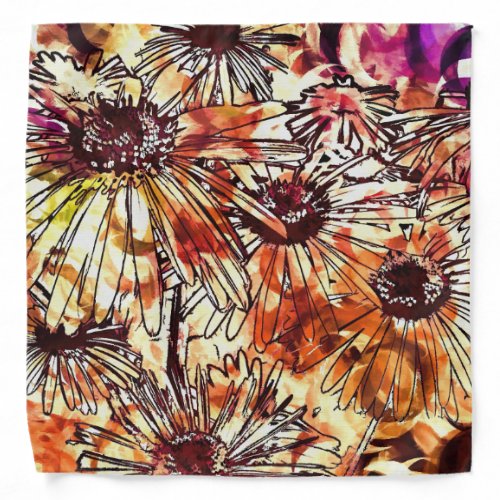 Abstract Paint Daub Sunflower Pattern Bandana