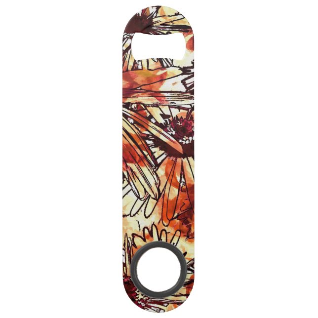 Abstract Paint Daub Sunflower Pattern Bar Key (Front)