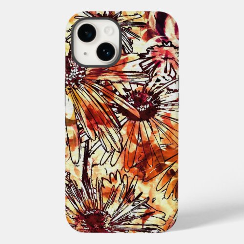 Abstract Paint Daub Sunflower Pattern Case_Mate iPhone 14 Case