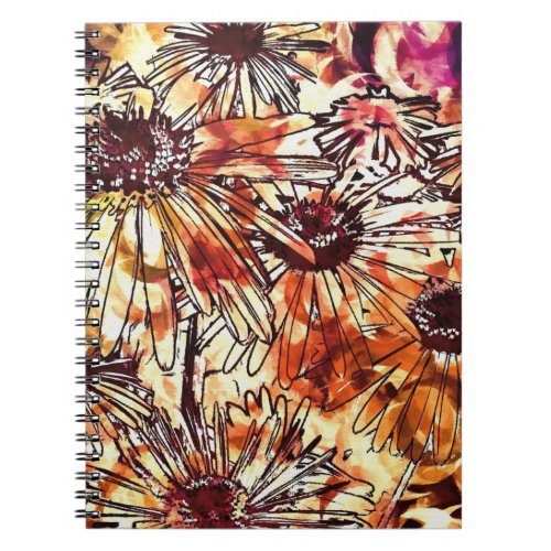 Abstract Paint Daub Sunflower Pattern Notebook