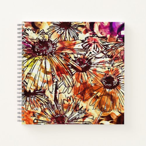 Abstract Paint Daub Sunflower Pattern Notebook