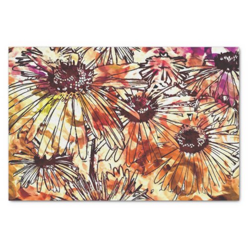 Abstract Paint Daub Sunflower Pattern Tissue Paper