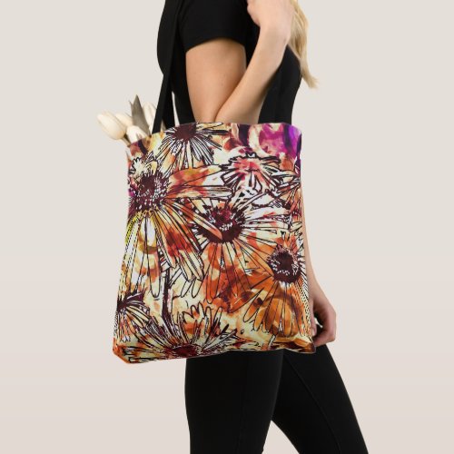 Abstract Paint Daub Sunflower Pattern Tote Bag