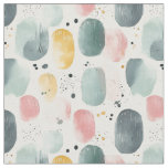 Abstract Paint &amp; Dots on White Fabric