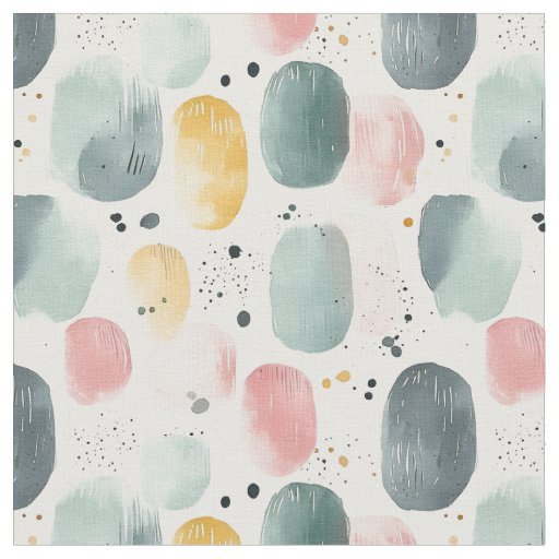 Abstract Paint & Dots on White Fabric