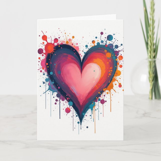 Abstract Paint Heart Love Card (Front)