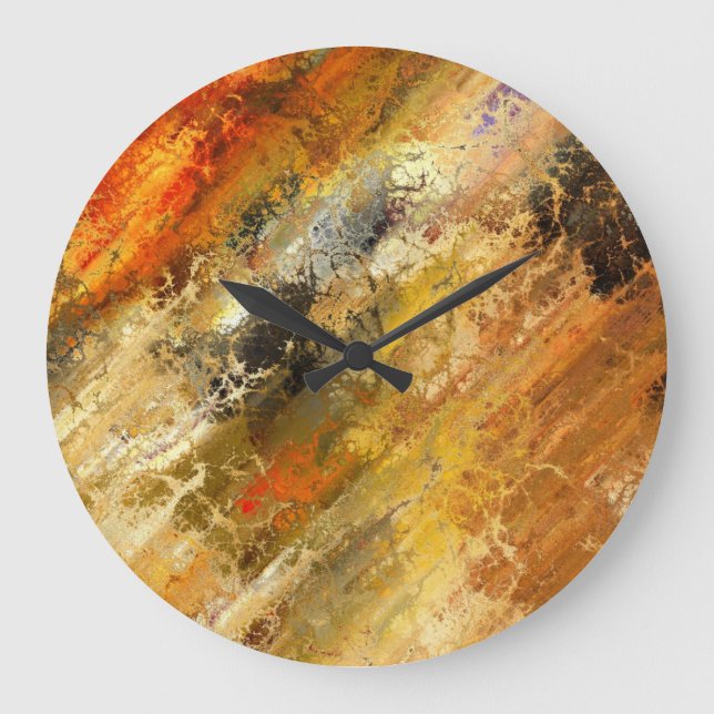 abstract paint metal orange black red  large clock (Front)