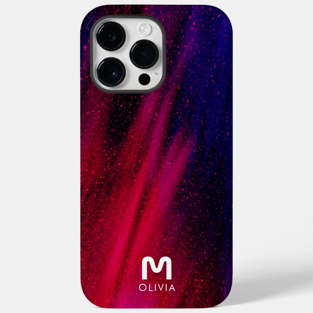 Abstract Paint Neon Red Blue Custom Monogram Case-Mate iPhone Case (Back)