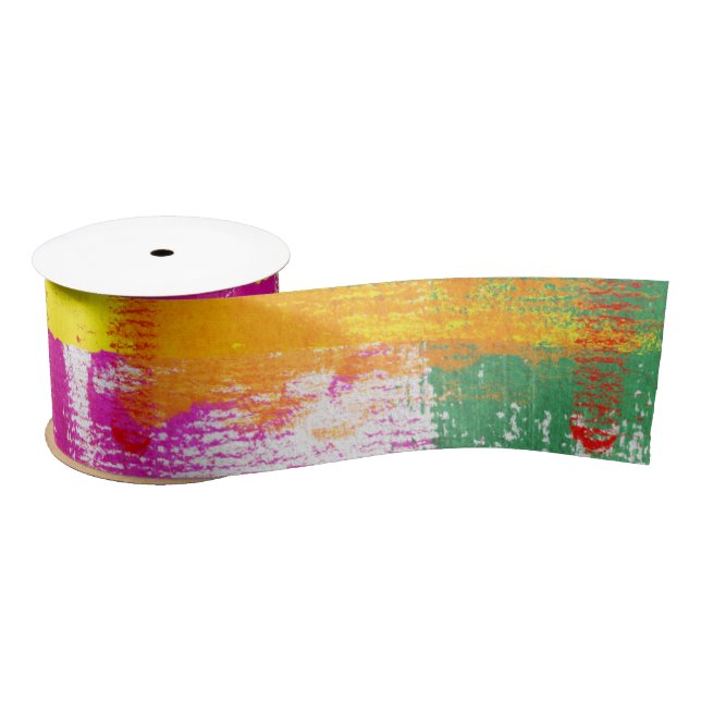 Abstract Paint Pattern Satin Ribbon (Spool)