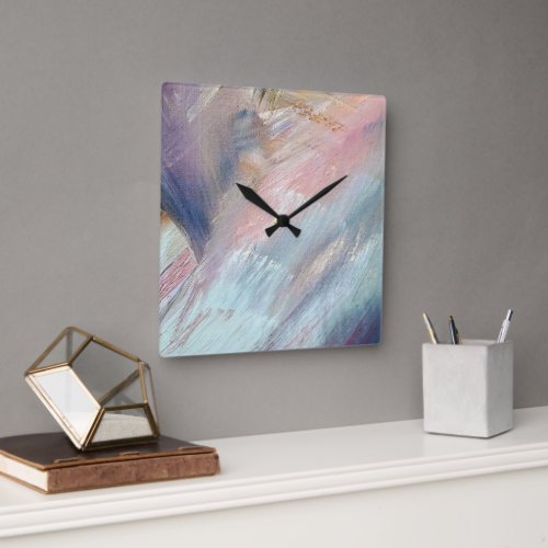 Abstract Paint Pattern Square Wall Clock