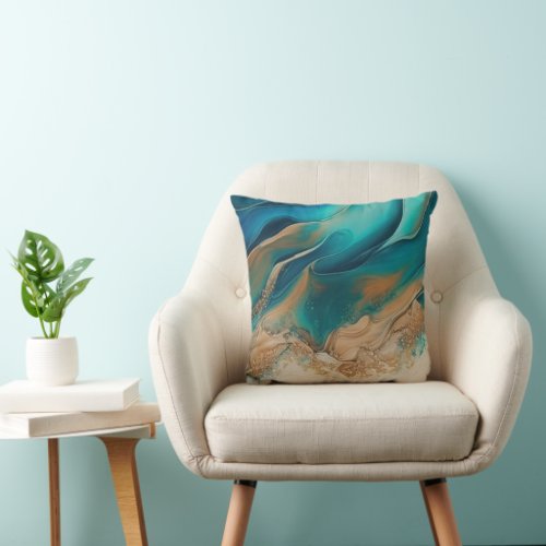 Abstract Paint Pour Art Throw Pillow