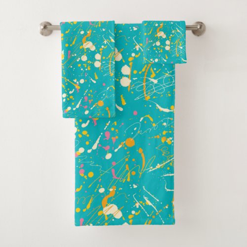 Abstract Paint Splash Bath Towel Set