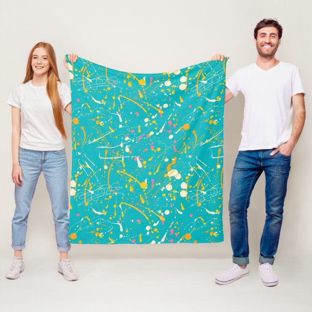 Abstract Paint Splash Fleece Blanket (In Situ)