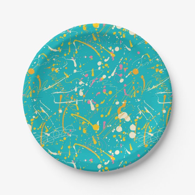Abstract Paint Splash Paper Plates (Front)