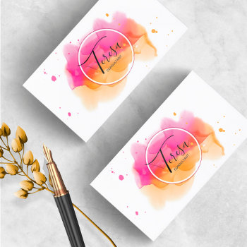 Abstract Paint Splash Rose/orange Id566 Business Card by arrayforcards at Zazzle