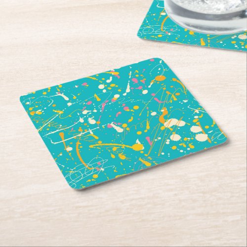 Abstract Paint Splash Square Paper Coaster