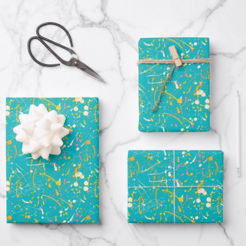 Abstract Paint Splash Wrapping Paper Sheets