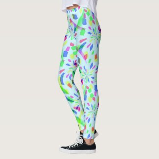 Abstract paint splashes at light, sky blue colors leggings