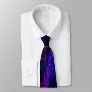 Abstract Paint Splashes Red Blue on Black Neck Tie
