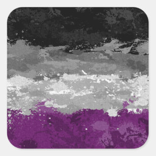 Abstract Paint Splatter Asexual Pride Flag Pattern Square Sticker