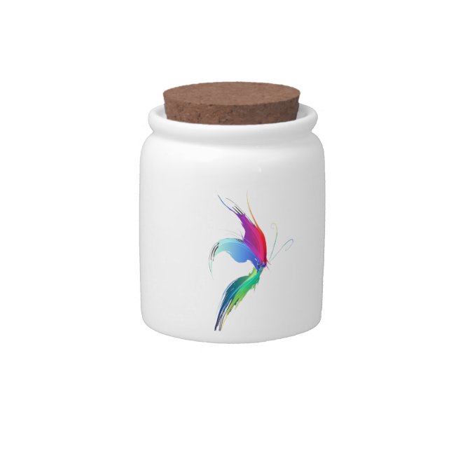 Abstract Paint Splatter Butterfly Candy Jar (Front)