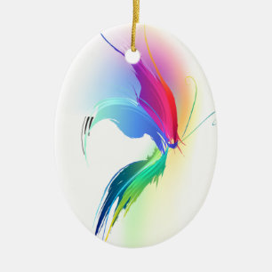 Abstract Paint Splatter Butterfly Ceramic Ornament