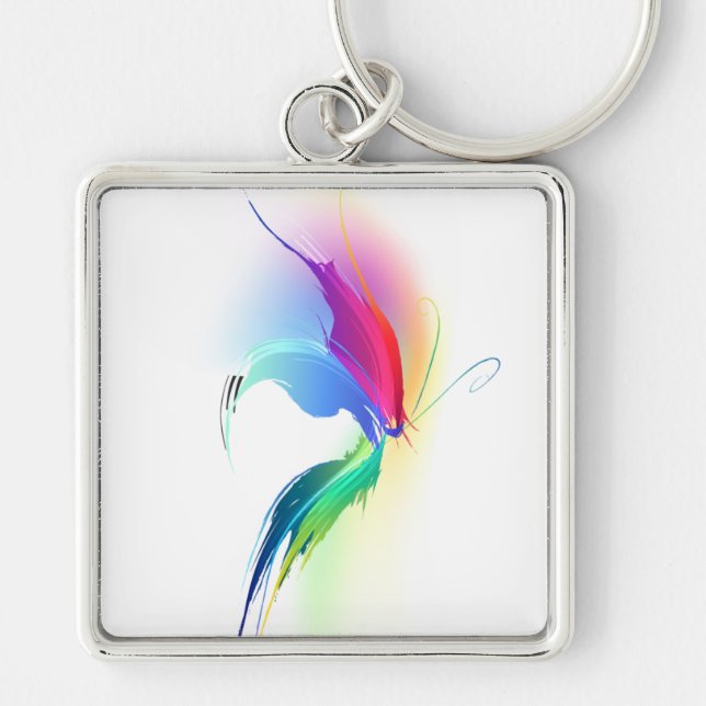 Abstract Paint Splatter Butterfly Keychain (Front)