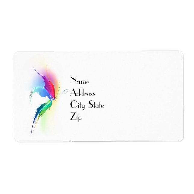 Abstract Paint Splatter Butterfly Label (Front)