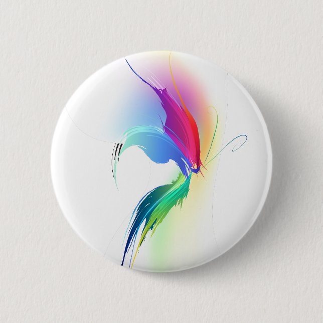 Abstract Paint Splatter Butterfly Pinback Button (Front)