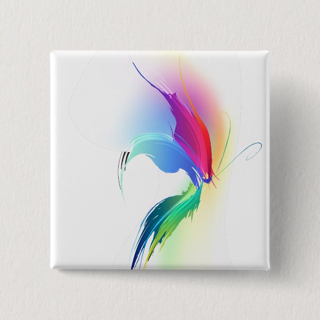 Abstract Paint Splatter Butterfly Pinback Button (Front)