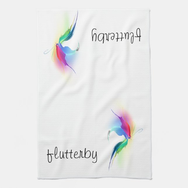 Abstract Paint Splatter Butterfly Towel (Vertical)