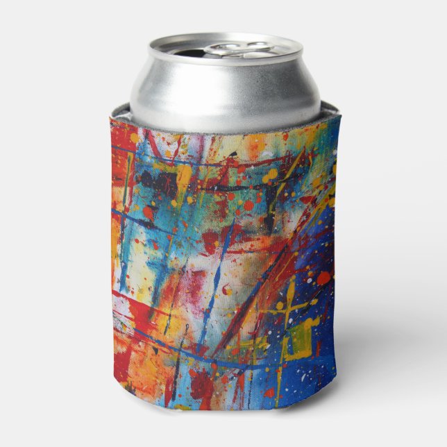 Abstract Paint Splatter Can Cooler (Can Front)