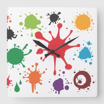 Abstract  Paint Splatter Clock by Dmargie1029 at Zazzle