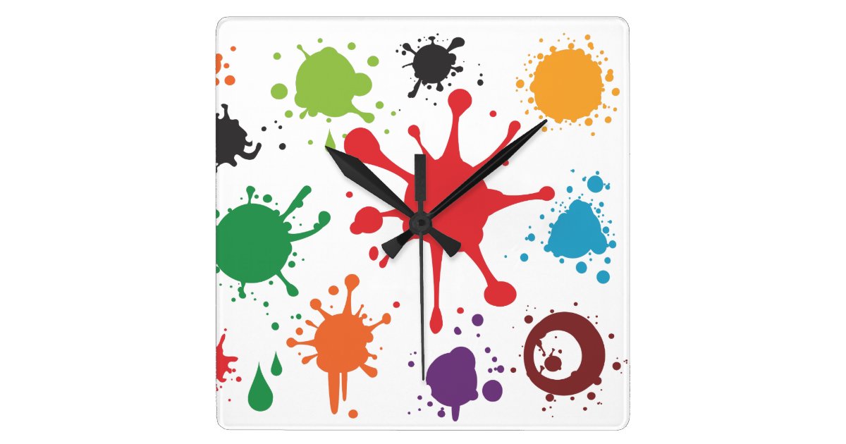 Abstract Paint Splatter Clock