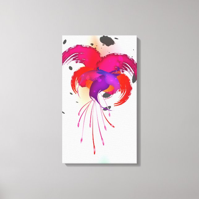Abstract Paint Splatter Fuchsia Canvas Print (Front)